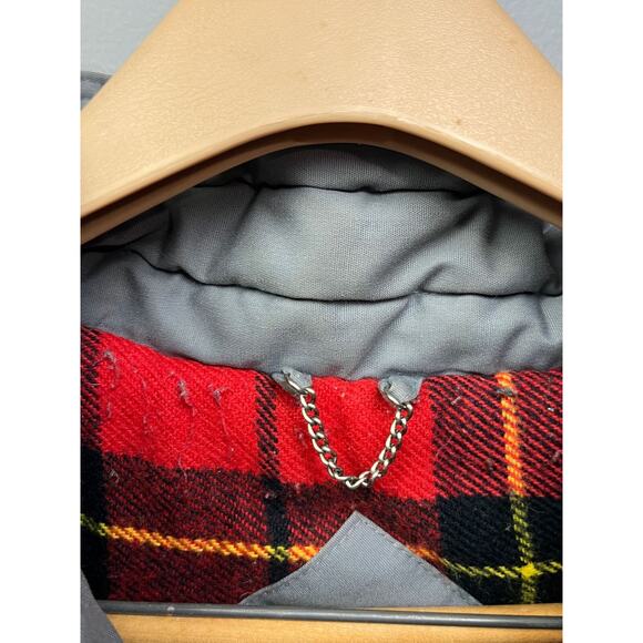 WINDBREAKER Coat Mens XXL gray button/Zip hooded coat flannel lined - Picture 3 of 9